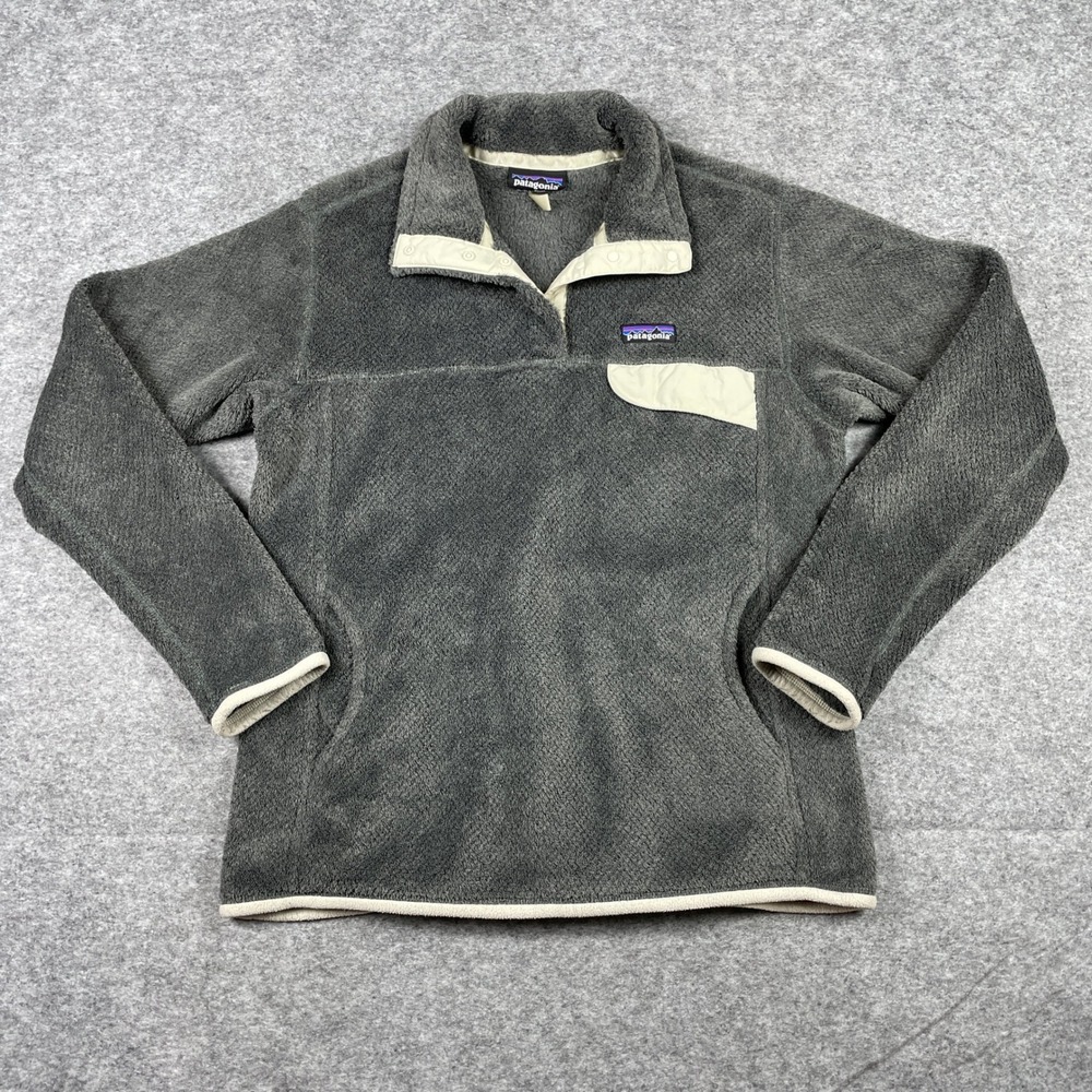 Patagonia Fleece Sweater Womens L Gray Re-Tool Snap-T High Pile Polartec